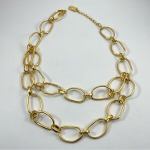Beautiful Karine Sultan Geometric Gold Cut Chain Links Necklace Modern Classic.
